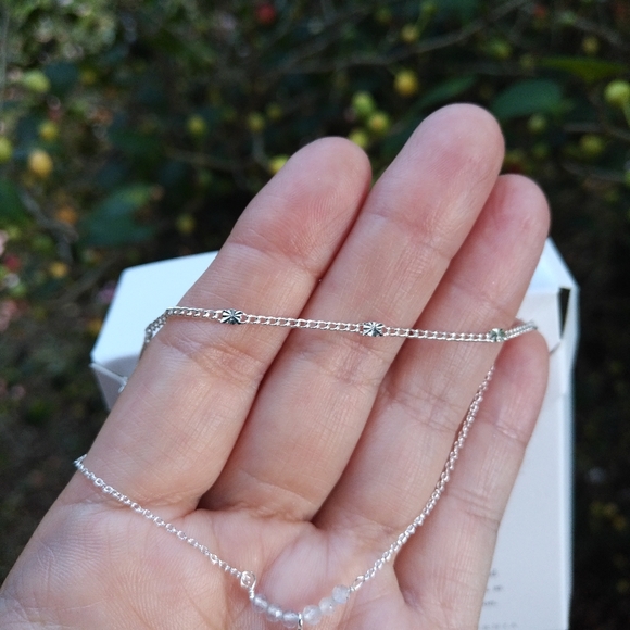 Luna🌙 Norte Double✌️ Silver Necklace-Bar/Lab Sun - Picture 7 of 15